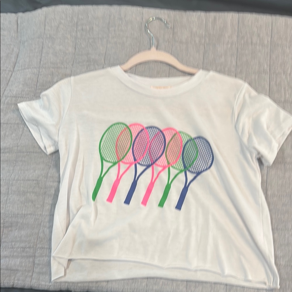 Kids Graphic Tennis Racket T-Shirt - White